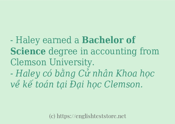 Bachelor of Science câu ví dụ và cách dùng