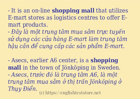 Các cách dùng từ Shopping mall