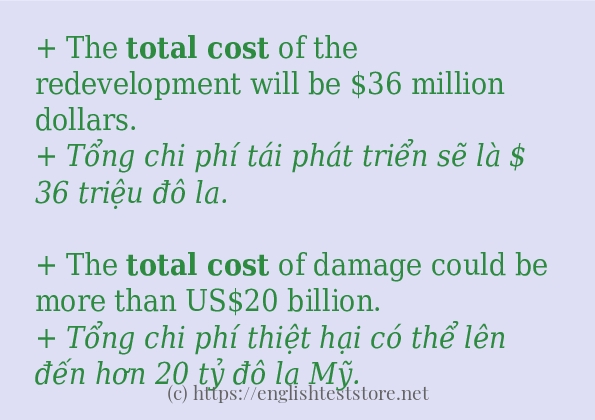 Các cách dùng từ Total cost