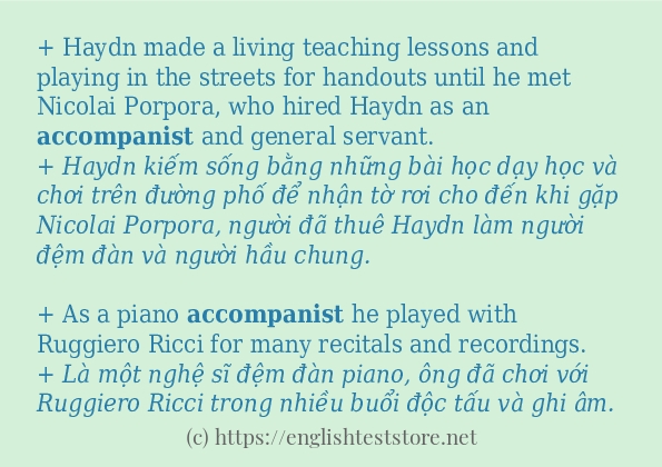 Các cách dùng từ accompanist