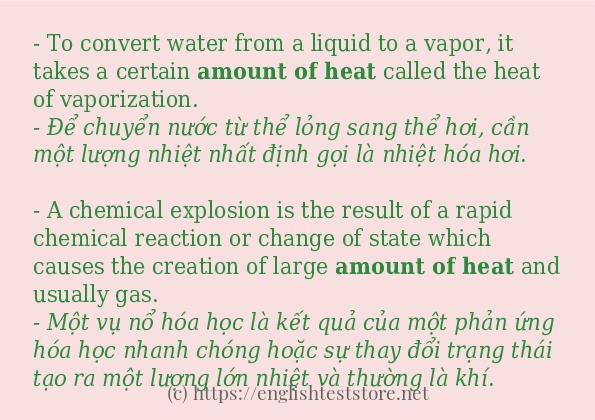 Các cách dùng từ amount of heat