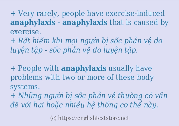 Các cách dùng từ anaphylaxis