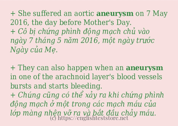 Các cách dùng từ aneurysm