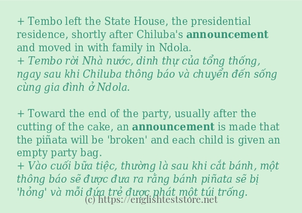 Các cách dùng từ announcement