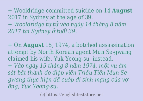Các cách dùng từ august
