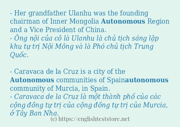 Các cách dùng từ autonomous