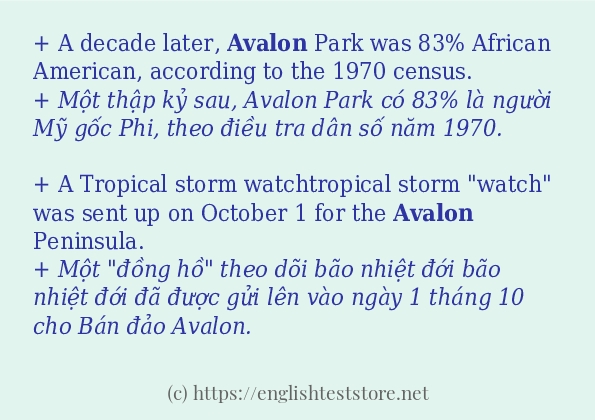 Các cách dùng từ avalon