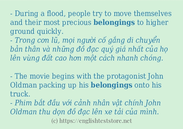 Các cách dùng từ belongings