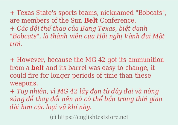 Các cách dùng từ belt