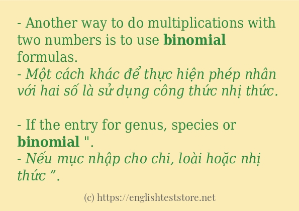 Các cách dùng từ binomial