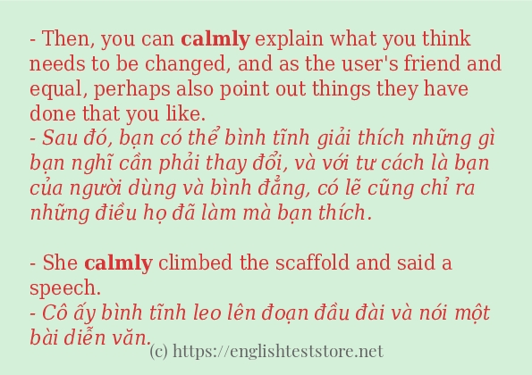 Các cách dùng từ calmly