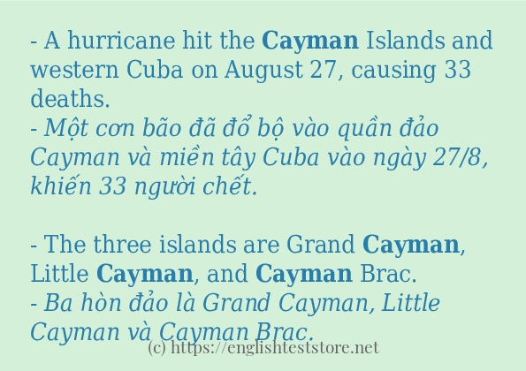 Các cách dùng từ cayman