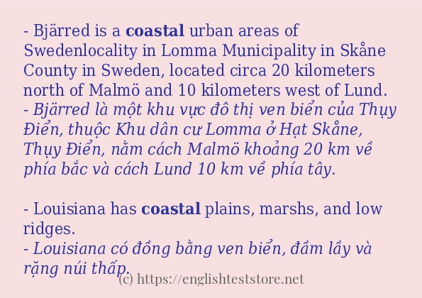 Các cách dùng từ coastal