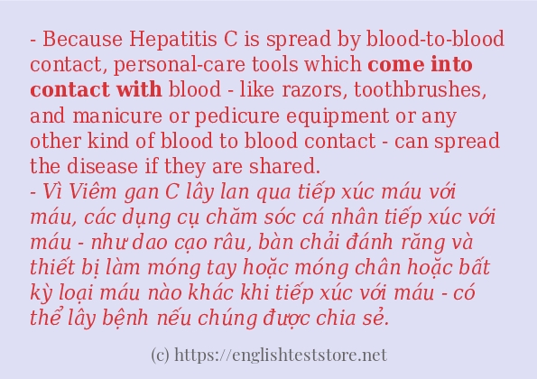 Các cách dùng từ come into contact with