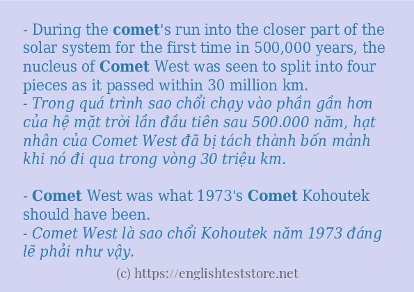 Các cách dùng từ comet Các cách dùng từ comet