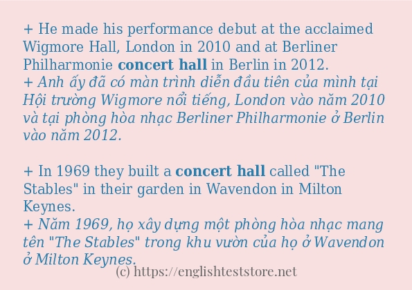 Các cách dùng từ concert hall