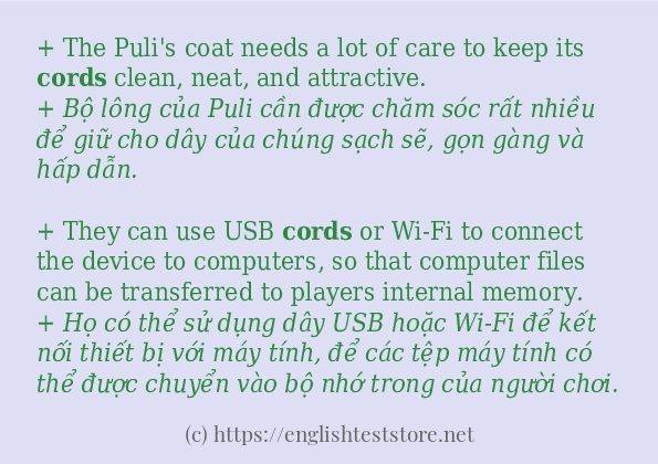 Các cách dùng từ cords