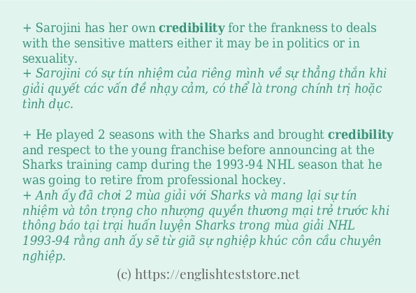 Các cách dùng từ credibility