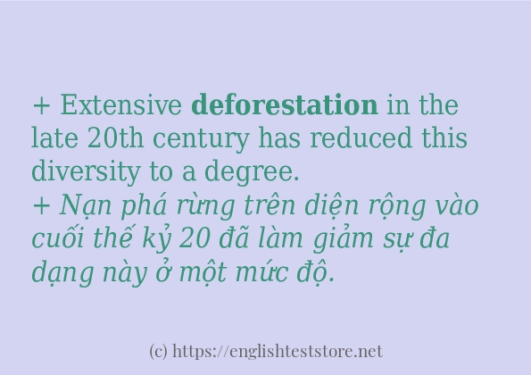 Các cách dùng từ deforestation