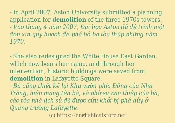 Các cách dùng từ demolition