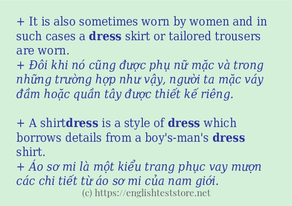 Các cách dùng từ dress