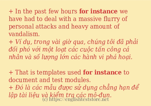 Các cách dùng từ for instance