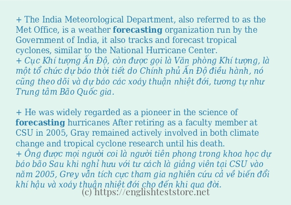 Các cách dùng từ forecasting