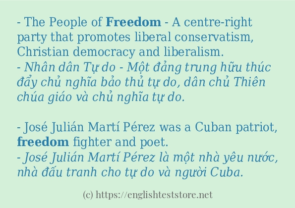 Các cách dùng từ freedom