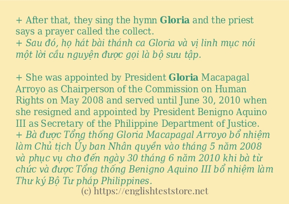 Các cách dùng từ gloria Các cách dùng từ gloria