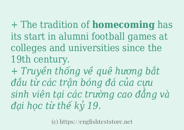 Các cách dùng từ homecoming