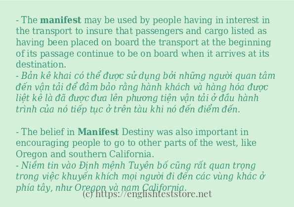Các cách dùng từ manifest Các cách dùng từ manifest