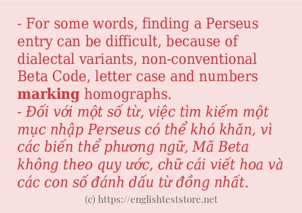 Các cách dùng từ marking
