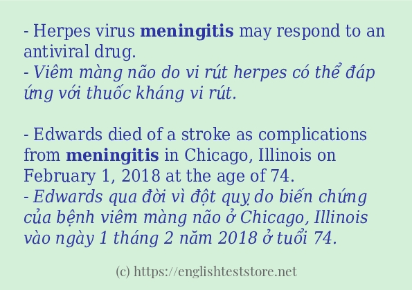 Các cách dùng từ meningitis