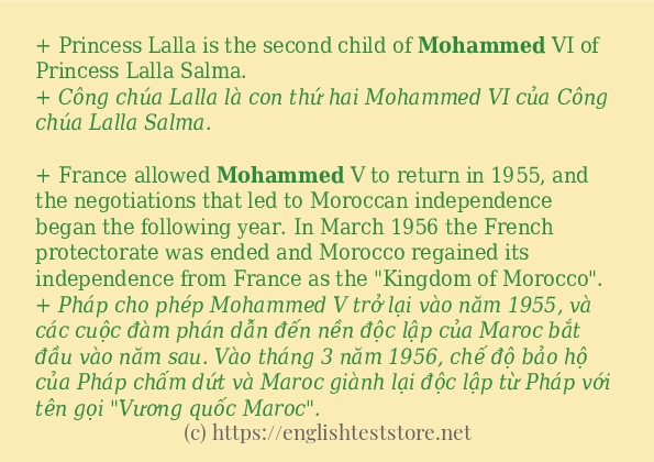 Các cách dùng từ mohammed