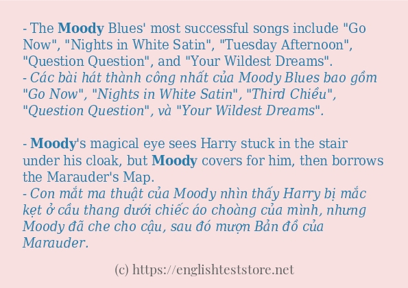 Các cách dùng từ moody