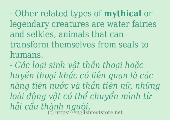 Các cách dùng từ mythical