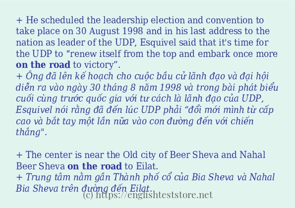 Các cách dùng từ on the road