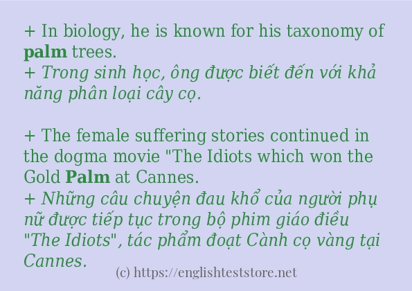 Các cách dùng từ palm