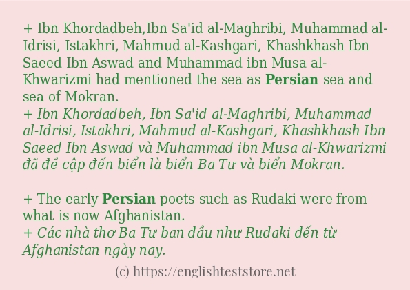Các cách dùng từ persian