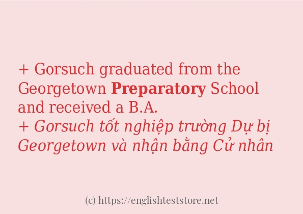 Các cách dùng từ preparatory