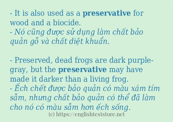 Các cách dùng từ preservative
