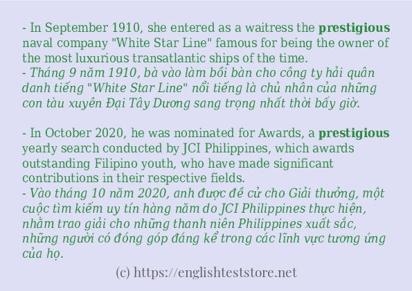 Các cách dùng từ prestigious