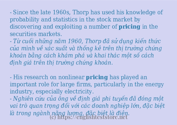 Các cách dùng từ pricing