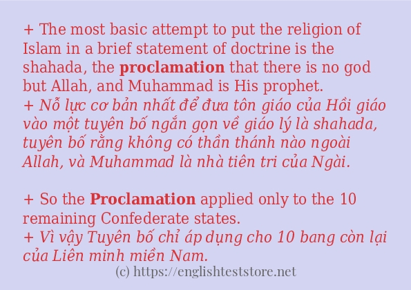 Các cách dùng từ proclamation