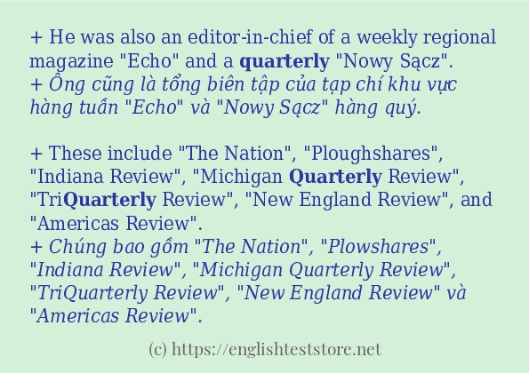 Các cách dùng từ quarterly