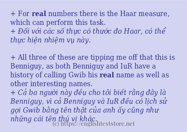 Các cách dùng từ real