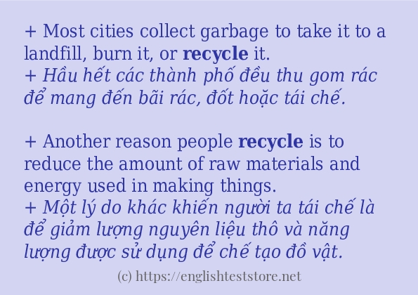 Các cách dùng từ recycle