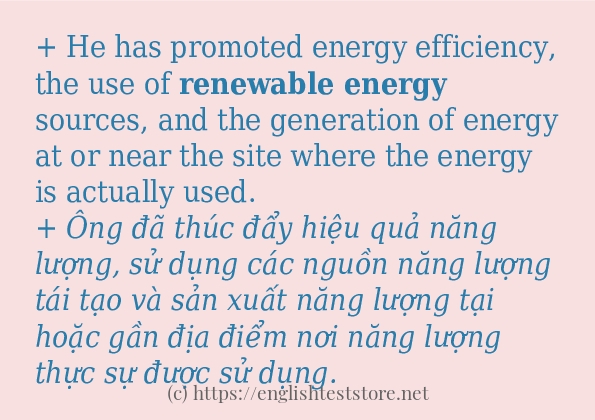 Các cách dùng từ renewable energy