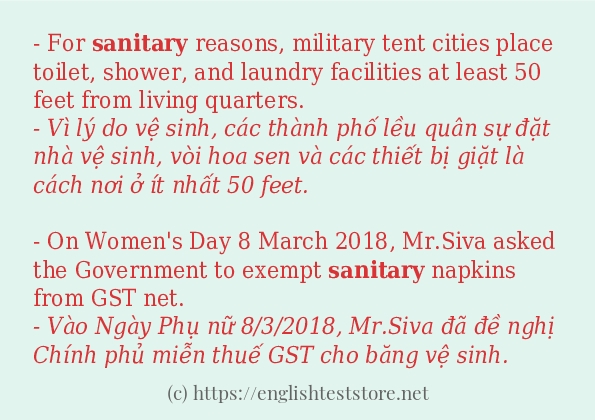 Các cách dùng từ sanitary