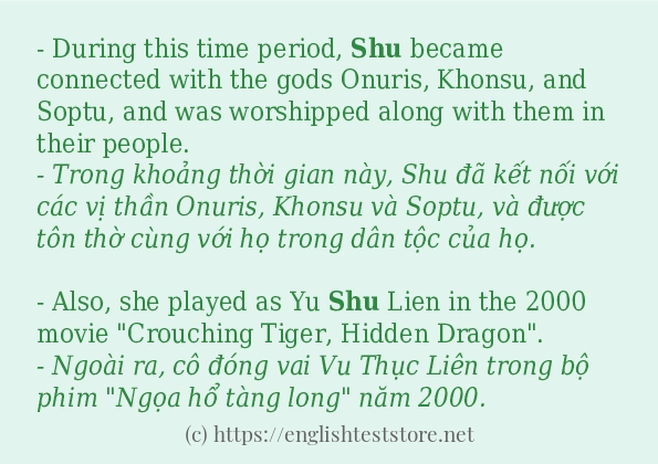 Các cách dùng từ shu Các cách dùng từ shu
